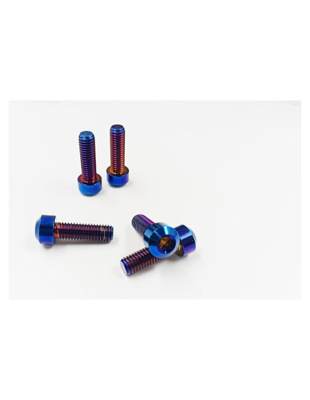 5 Tornillos Antirrobo de Titanio TC4 M8x25mm Azul
