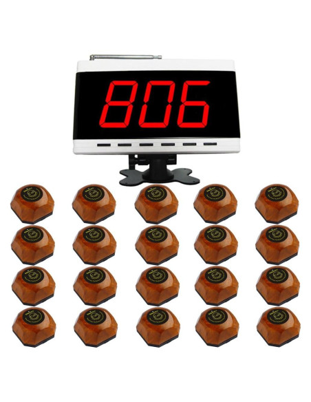 Sistema de Llamada Inalámbrico SINGCALL con 1 Receptor y 20 Botones