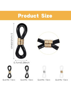 40 Piezas Extremos de Cadena para Gafas Mabor - Goma y Zinc 2