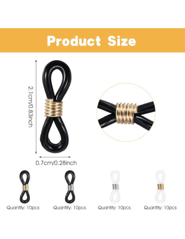 40 Piezas Extremos de Cadena para Gafas Mabor - Goma y Zinc