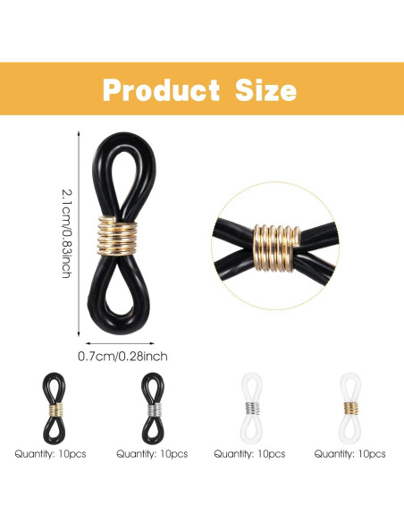 40 Piezas Extremos de Cadena para Gafas Mabor - Goma y Zinc