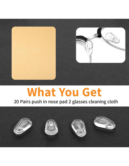40 Almohadillas de Nariz Push-in Aysatogc para Gafas Transparentes