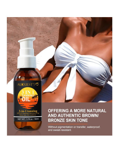 Aceite Bronceador 3-en-1 AUQUEST 50ML SPF 25 Hidratante