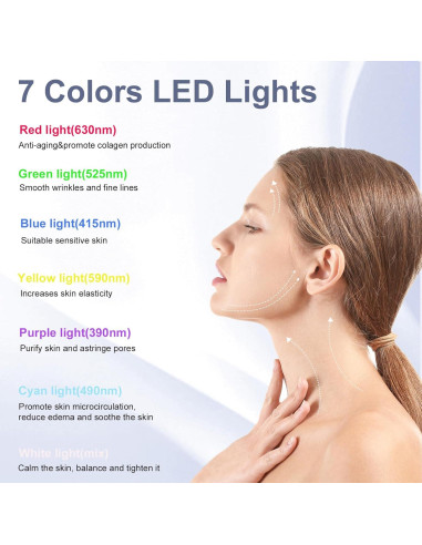 Masajeador Facial WOWPASS con Luz LED 7 Colores para Piel