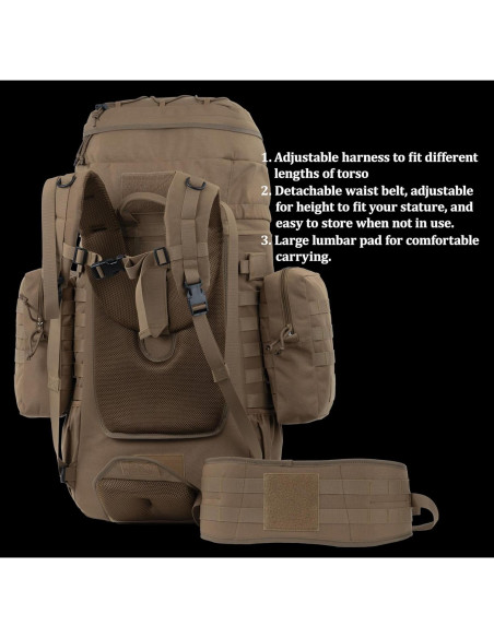 Mochila Táctica Grande 75L BACKFERRY con MOLLE y Hidratación
