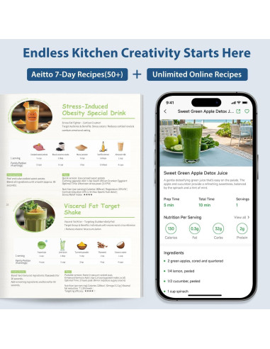 Licuadora Aeitto 1800W 68Oz (2L) Plata con 10 Programas