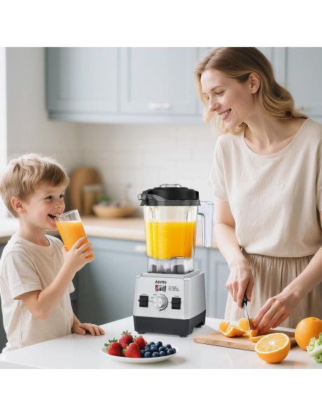 Licuadora Aeitto 1800W 68Oz (2L) Plata con 10 Programas