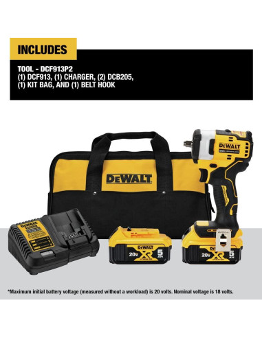 Llave de impacto inalámbrica DEWALT DCF913P2 20V 3/8" 540 Nm