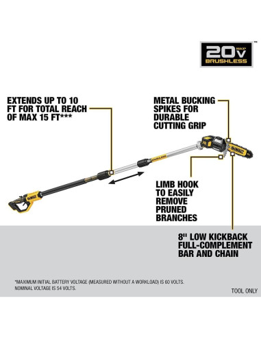 Sierra de Poste Inalámbrica DEWALT 20V MAX XR 8" 15FT