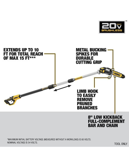 Sierra de Poste Inalámbrica DEWALT 20V MAX XR 8" 15FT