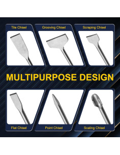 Juego de 6 Cinceles SDS Plus Kirphealy Acero 40CR 24.89 cm 2