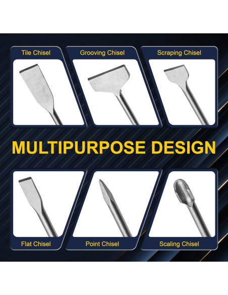 Juego de 6 Cinceles SDS Plus Kirphealy Acero 40CR 24.89 cm