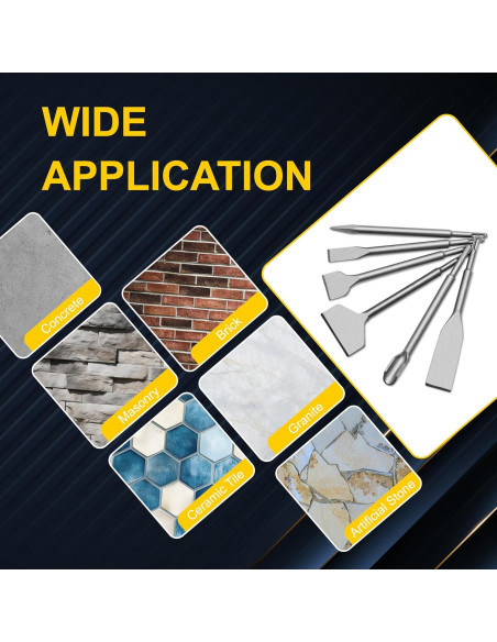 Juego de 6 Cinceles SDS Plus Kirphealy Acero 40CR 24.89 cm