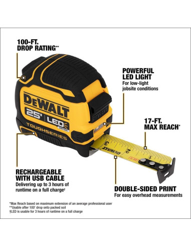 Cinta Métrica Iluminada DeWalt DWHT35625S 7.5m