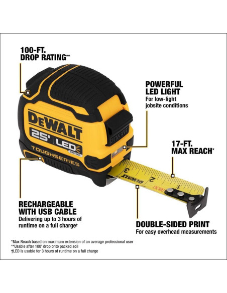 Cinta Métrica Iluminada DeWalt DWHT35625S 7.5m Cinta Métrica Iluminada DeWalt DWHT35625S 7.5m
