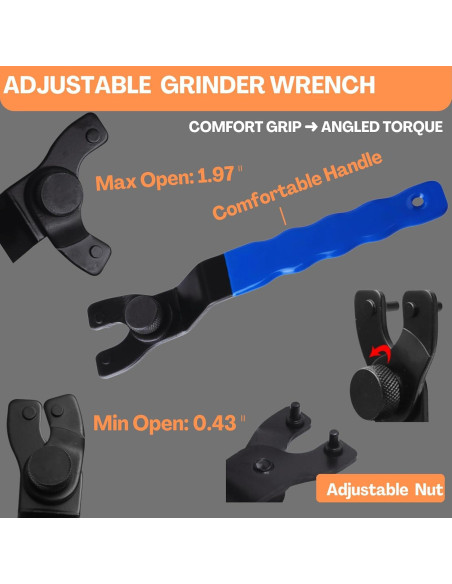 Kit de Llave Ajustable y Tuercas para Amoladora HOBEREROK 5PCS