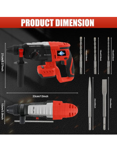 Martillo Perforador Inalámbrico GPAENTSEN M18 2.6J SDS-Plus 4 Modos 2