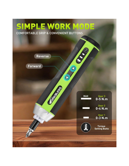 Destornillador Eléctrico WorkBless 3.7V 5Nm 26 Piezas
