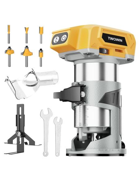 Router Compacto Inalámbrico TwoWin 20V 800W 5 Velocidades