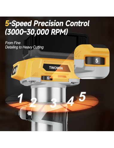 Router Compacto Inalámbrico TwoWin 20V 800W 5 Velocidades