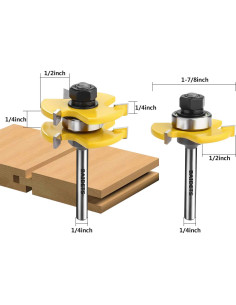 Juego de 2 Bits de Router BAIDETS 1/4" para Carpintería 2