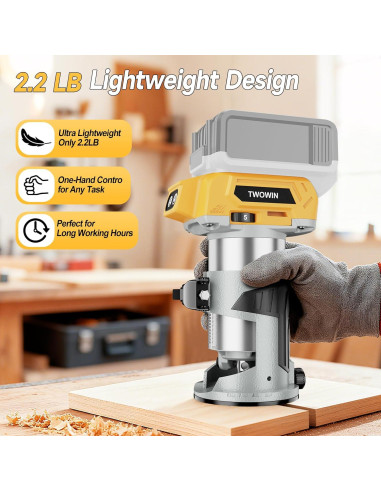 Router Compacto Inalámbrico TwoWin 20V 800W 5 Velocidades