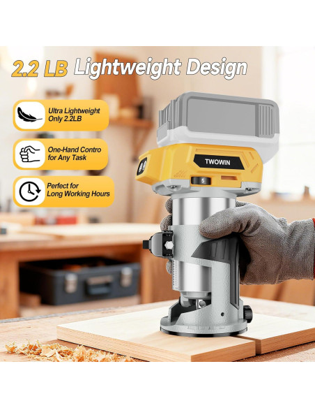 Router Compacto Inalámbrico TwoWin 20V 800W 5 Velocidades