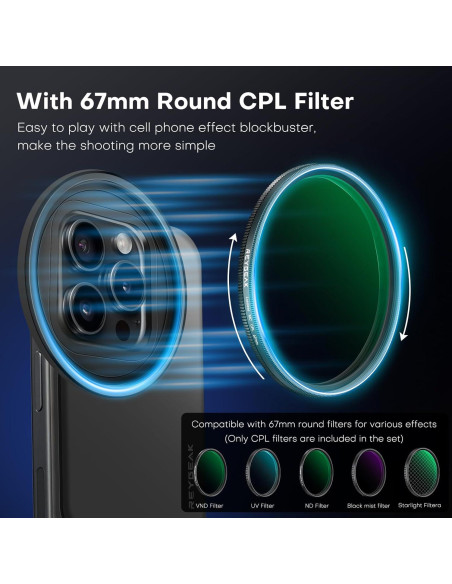Filtro CPL REYGEAK 67mm para iPhone 6.1" MagSafe