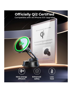 Soporte de Carga Inalámbrico AREDAN Qi2 para Teléfono de Coche 2