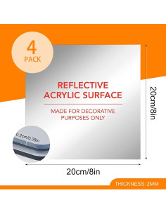 Espejos Autoadhesivos Acrílicos SHBLOMK 20x20cm 2mm - 4 Piezas 2