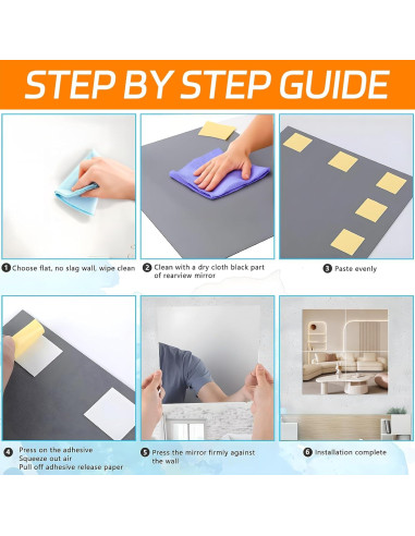 Espejos Autoadhesivos Acrílicos SHBLOMK 20x20cm 2mm - 4 Piezas