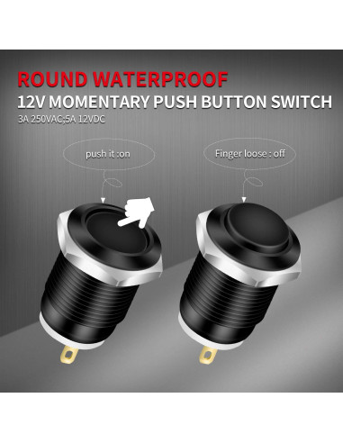 Interruptor de Botón Momentáneo Impermeable DaierTek 12mm