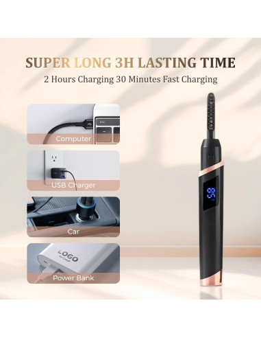 Rizador de Pestañas Eléctrico MGKO S20JMJ Negro con 4 Calores