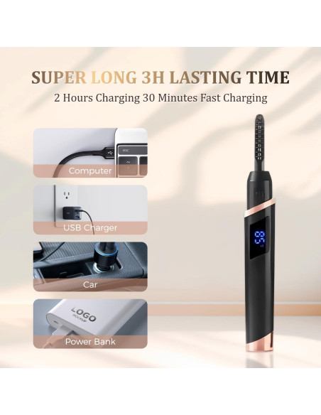 Rizador de Pestañas Eléctrico MGKO S20JMJ Negro con 4 Calores