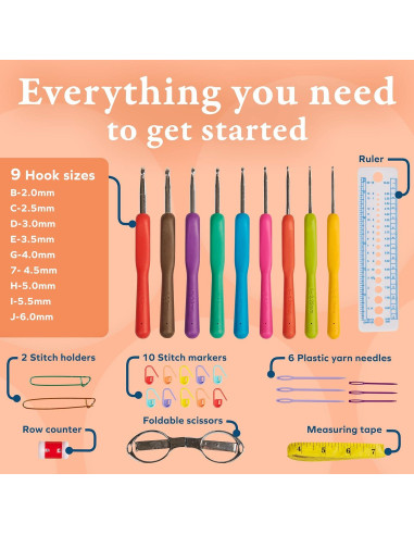 Kit de Ganchillos BeCraftee - 31 Piezas Ergonómicas y Accesorios