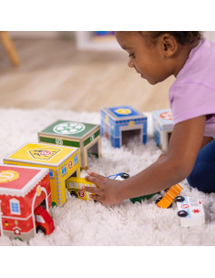 Bloques Anidados Melissa y Doug - 6 Edificios y Vehículos de Madera 2