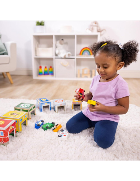 Bloques Anidados Melissa y Doug - 6 Edificios y Vehículos de Madera
