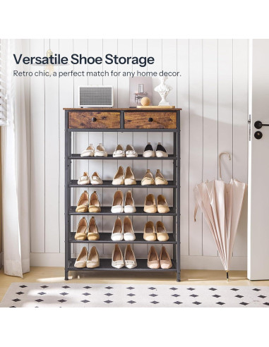 Estante para Zapatos HOOBRO 6 Niveles Marrón Rústico 75x28x111.5 cm