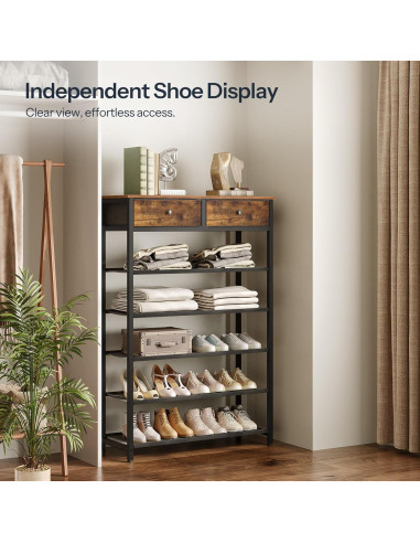 Estante para Zapatos HOOBRO 6 Niveles Marrón Rústico 75x28x111.5 cm