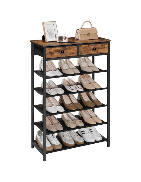 Estante para Zapatos HOOBRO 6 Niveles Marrón Rústico 75x28x111.5 cm