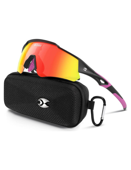 Gafas de sol deportivas SUOSO UV400 polarizadas rojas