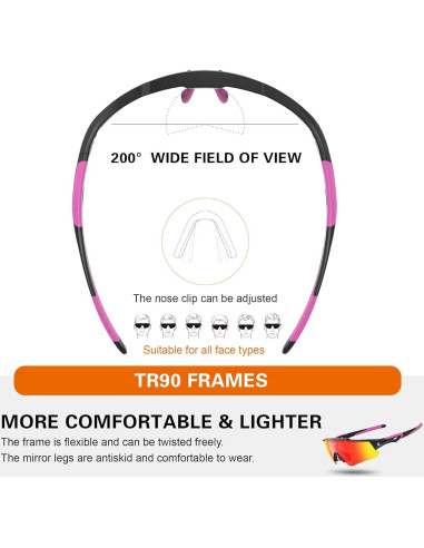 Gafas de sol deportivas SUOSO UV400 polarizadas rojas