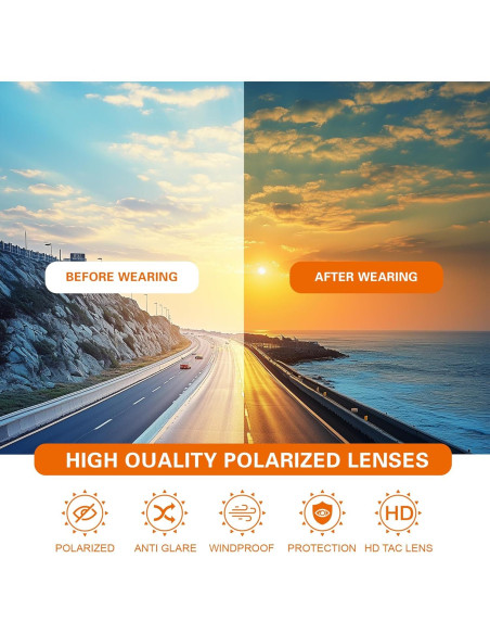 Gafas de sol deportivas SUOSO UV400 polarizadas rojas