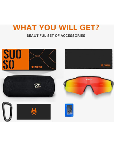 Gafas de sol deportivas SUOSO UV400 polarizadas rojas
