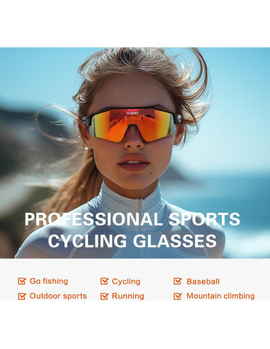 Gafas de sol deportivas SUOSO UV400 polarizadas rojas