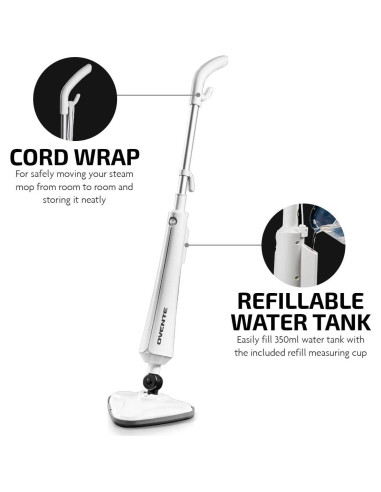 Limpiador de Vapor OVENTE ST405W 1300W Blanco para Pisos