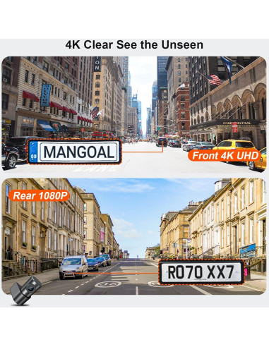 Cámara Dash 4K Delantera y 1080P Trasera Mangoal para Subaru Crosstrek 2024-2025