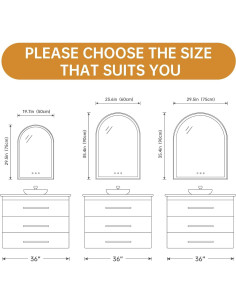 Espejo de baño LED OUMUSU arqueado 91x61cm regulable 2