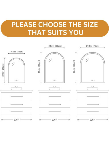 Espejo de baño LED OUMUSU arqueado 91x61cm regulable