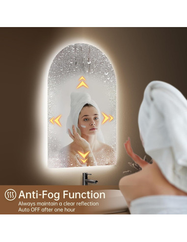 Espejo de baño LED OUMUSU arqueado 91x61cm regulable